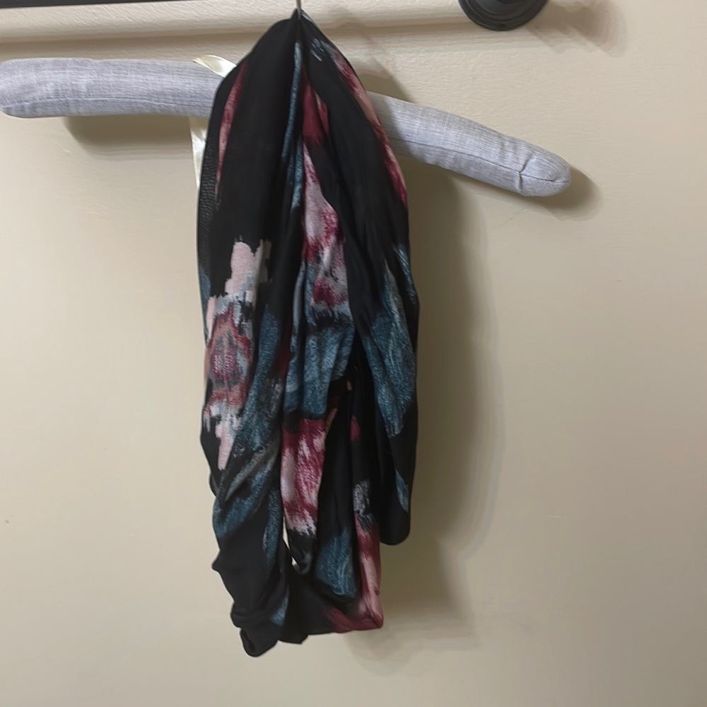 Jjill Black floral infinity scarf